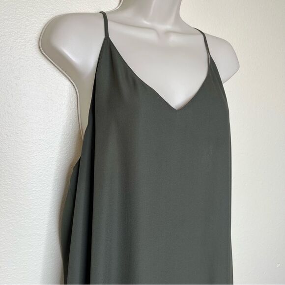Tempted Reversible Olive Green Gray Slip Dress Jumper Spaghetti Strap Women XL - Picture 3 of 16